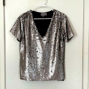 ANTHROPOLOGIE Vanessa Virginia for Anthropologie Sequenced V-neck Top Size S